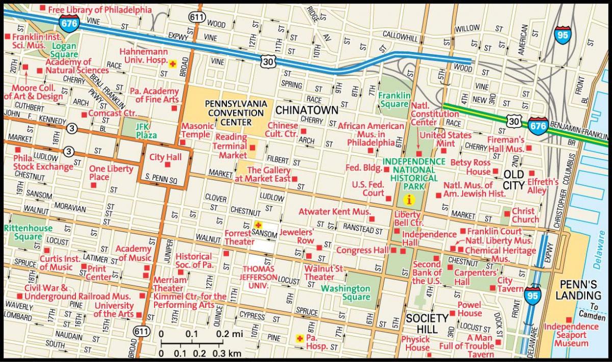 خريطة وسط مدينة فيلادلفيا ، 